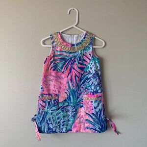 Lilly Pulitzer Classic Shift Sleeveless Pineapple Print Summer Dress, Girl 3
